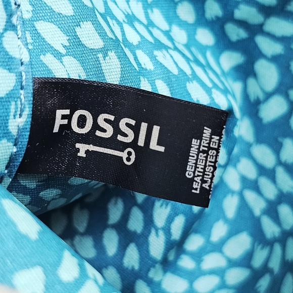 FOSSIL Key Per Patent Genuine Leather Trim Pouch/ Cosmetic Make Up Travel Bag - Picture 10 of 11